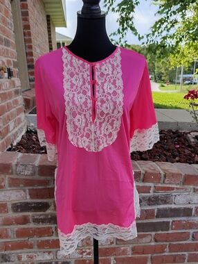 Vintage Erica Loren New York Lacey Floral Nightgown Dress Size M 80s Romantic